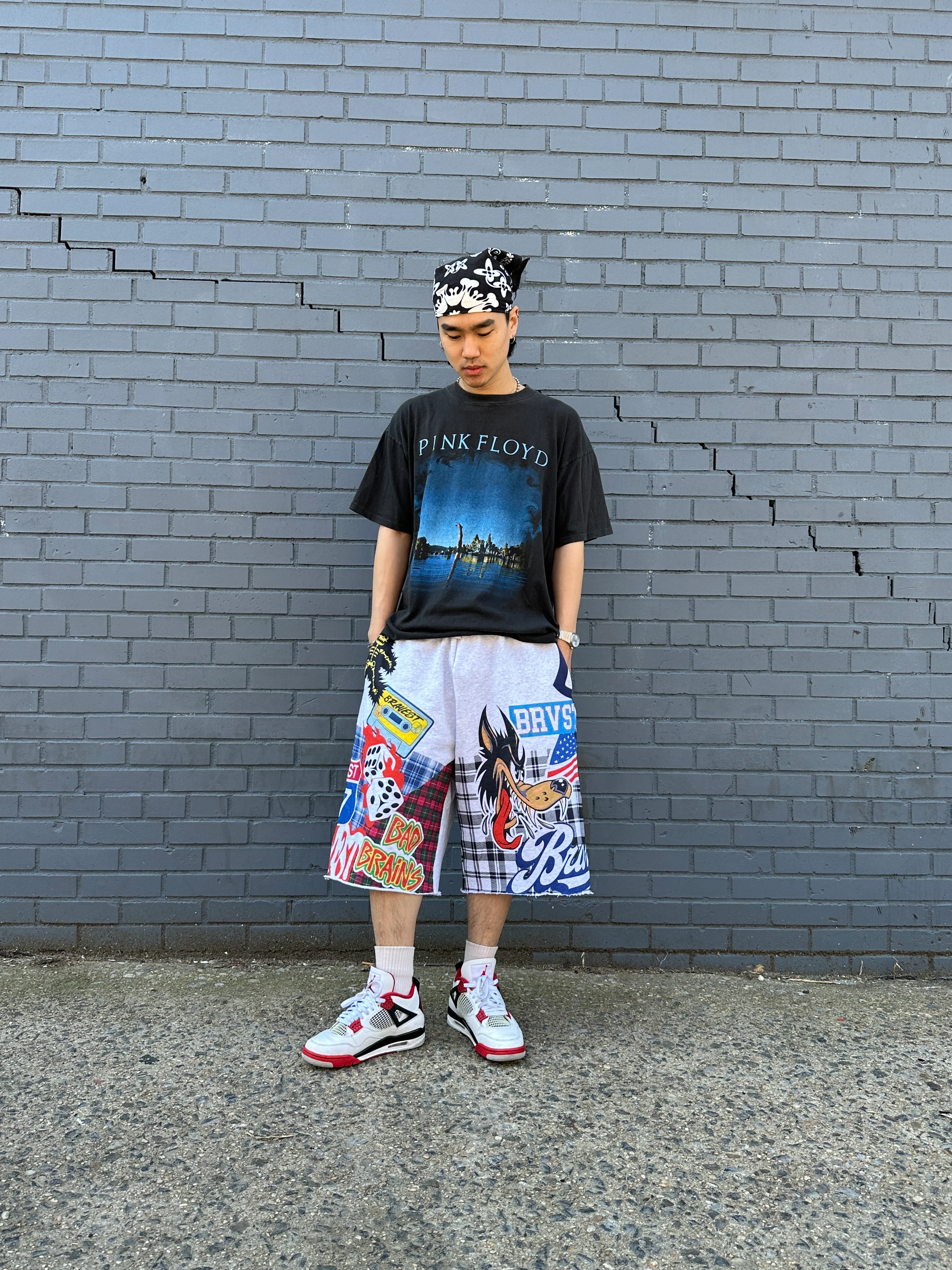 Grey Patchwork Baggy Sweatshorts - WSBYTLP