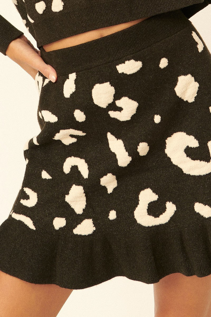 A Leopard-print Knit Mini Skirt - WSBYTLP