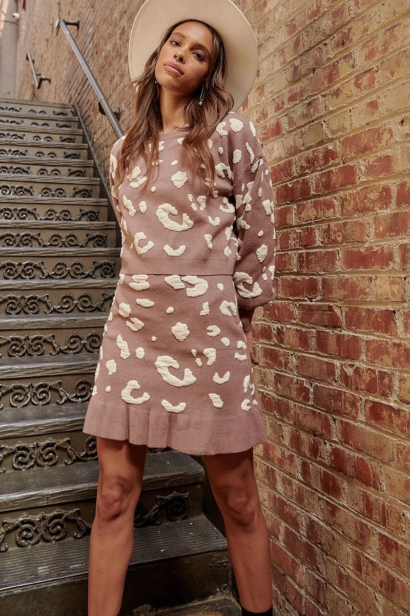 A Leopard-print Knit Mini Skirt - WSBYTLP