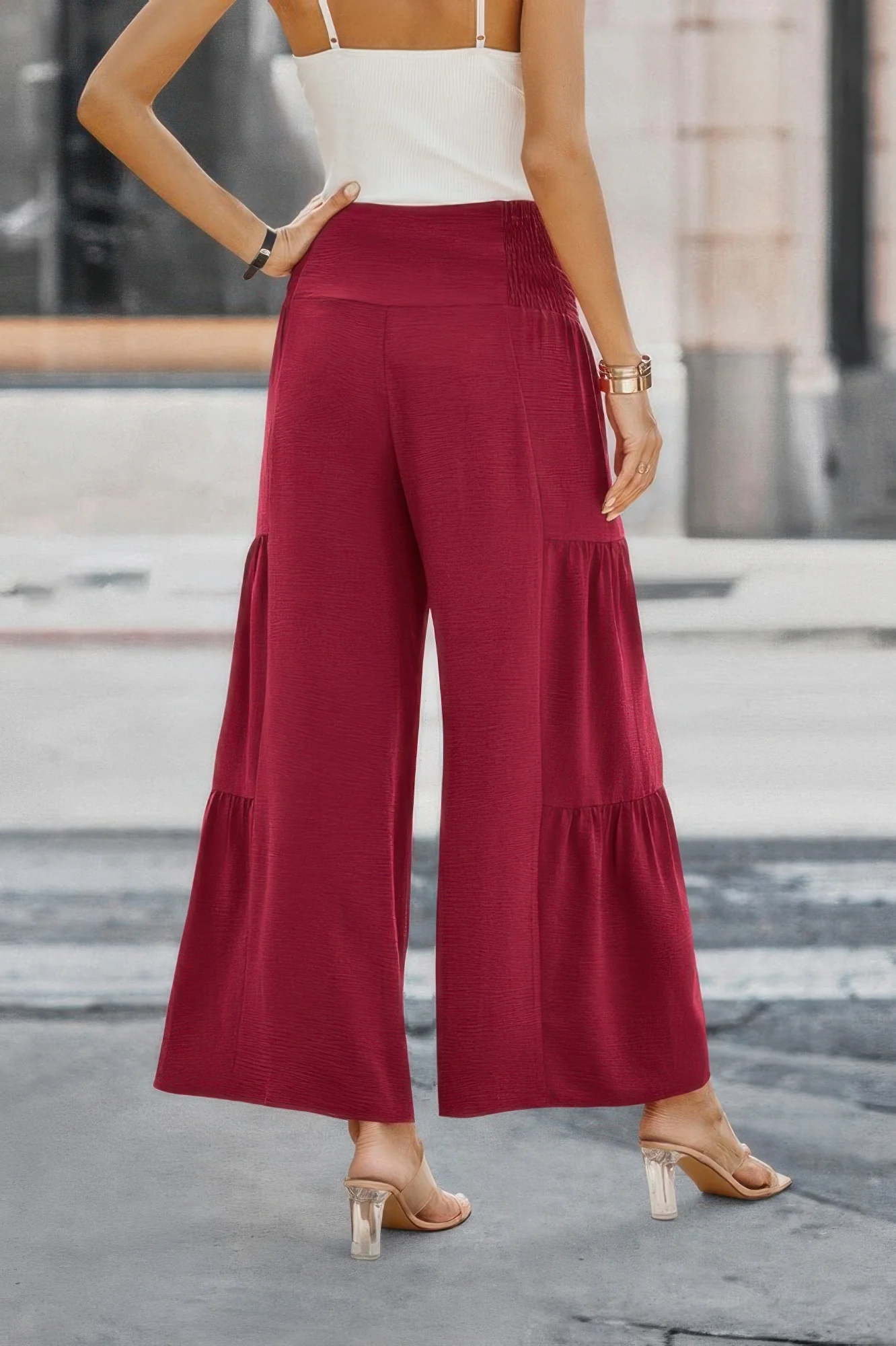 Elastic High Waist Wide Leg Long Palazzo Pants - WSBYTLP