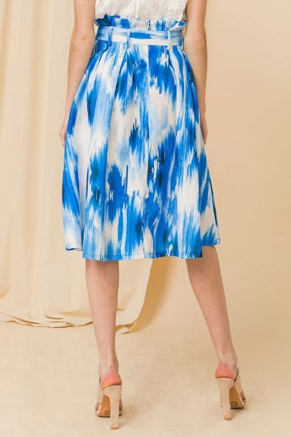 Self-buckle Belt Printed Skirt - WSBYTLP