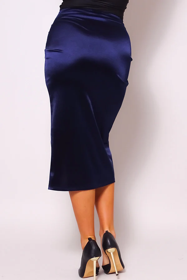 Sexy Gathered Front Crossover Midi Skirt - WSBYTLP