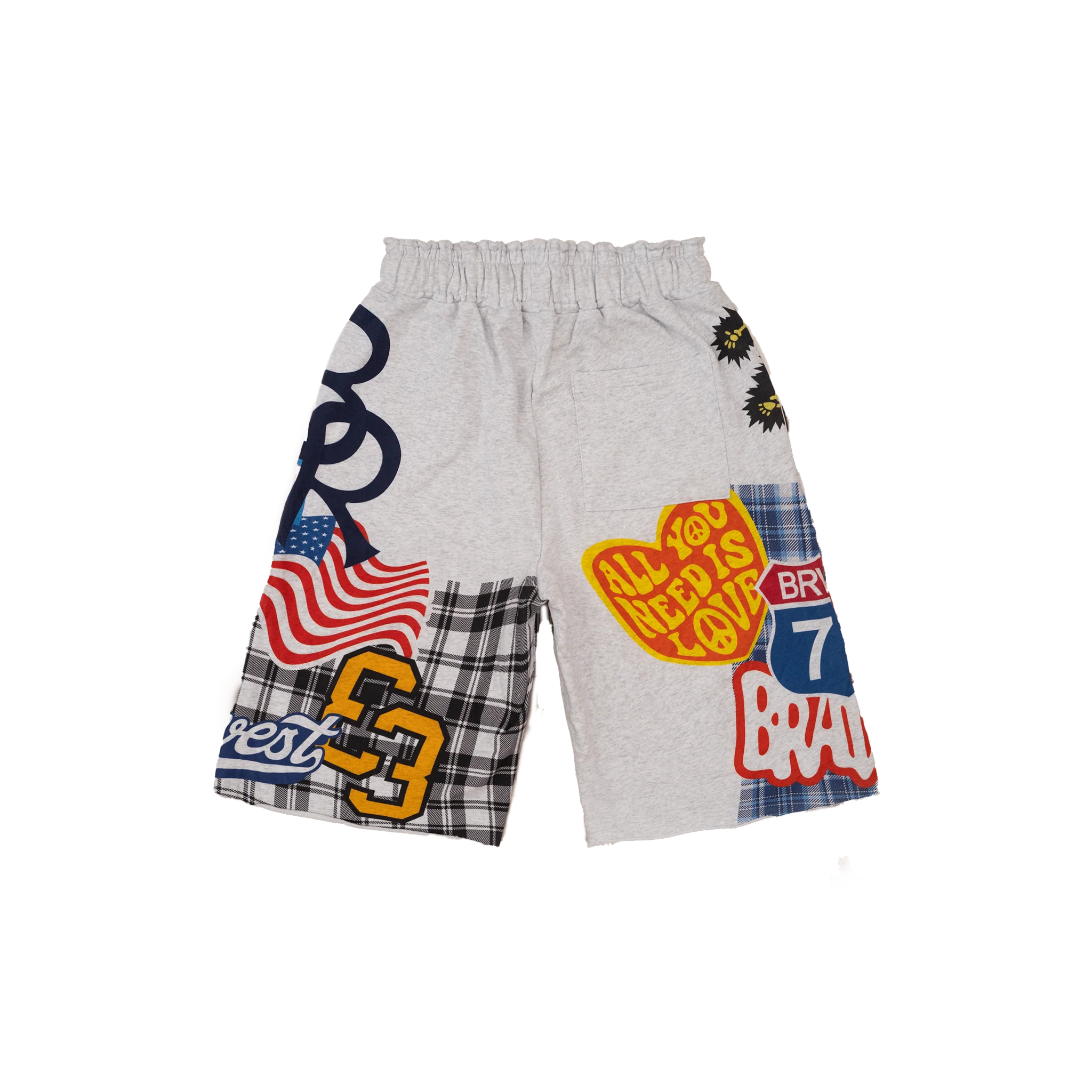 Grey Patchwork Baggy Sweatshorts - WSBYTLP