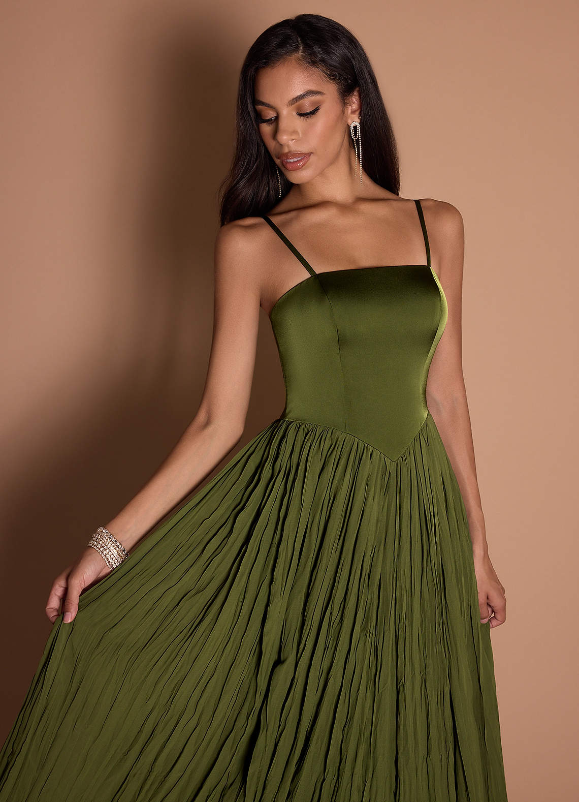 Lorie Olive Ruffle Maxi Dress  Dress - WSBYTLP