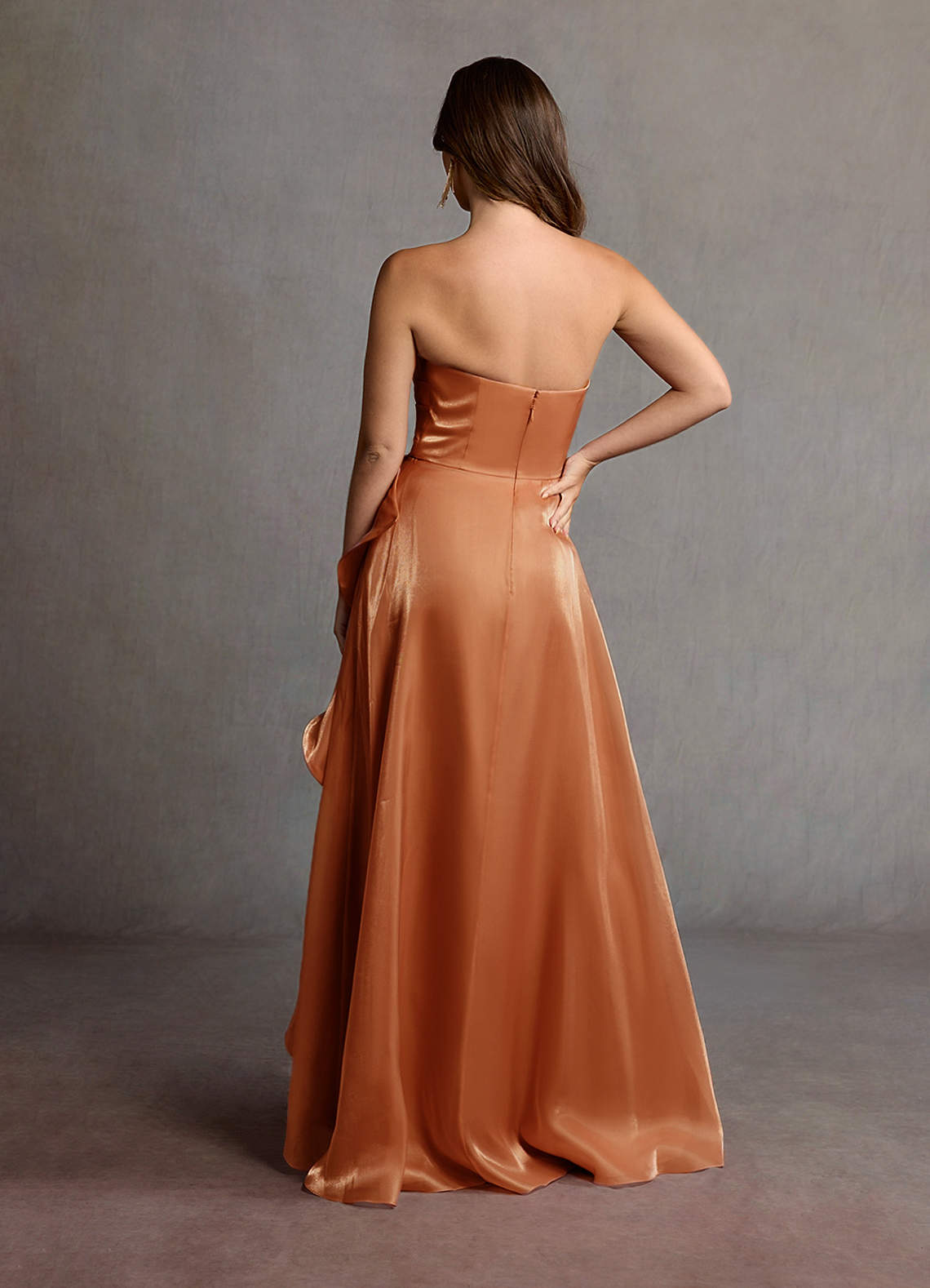 Enya Burnt Orange Handkerchief Gown  Dress - WSBYTLP