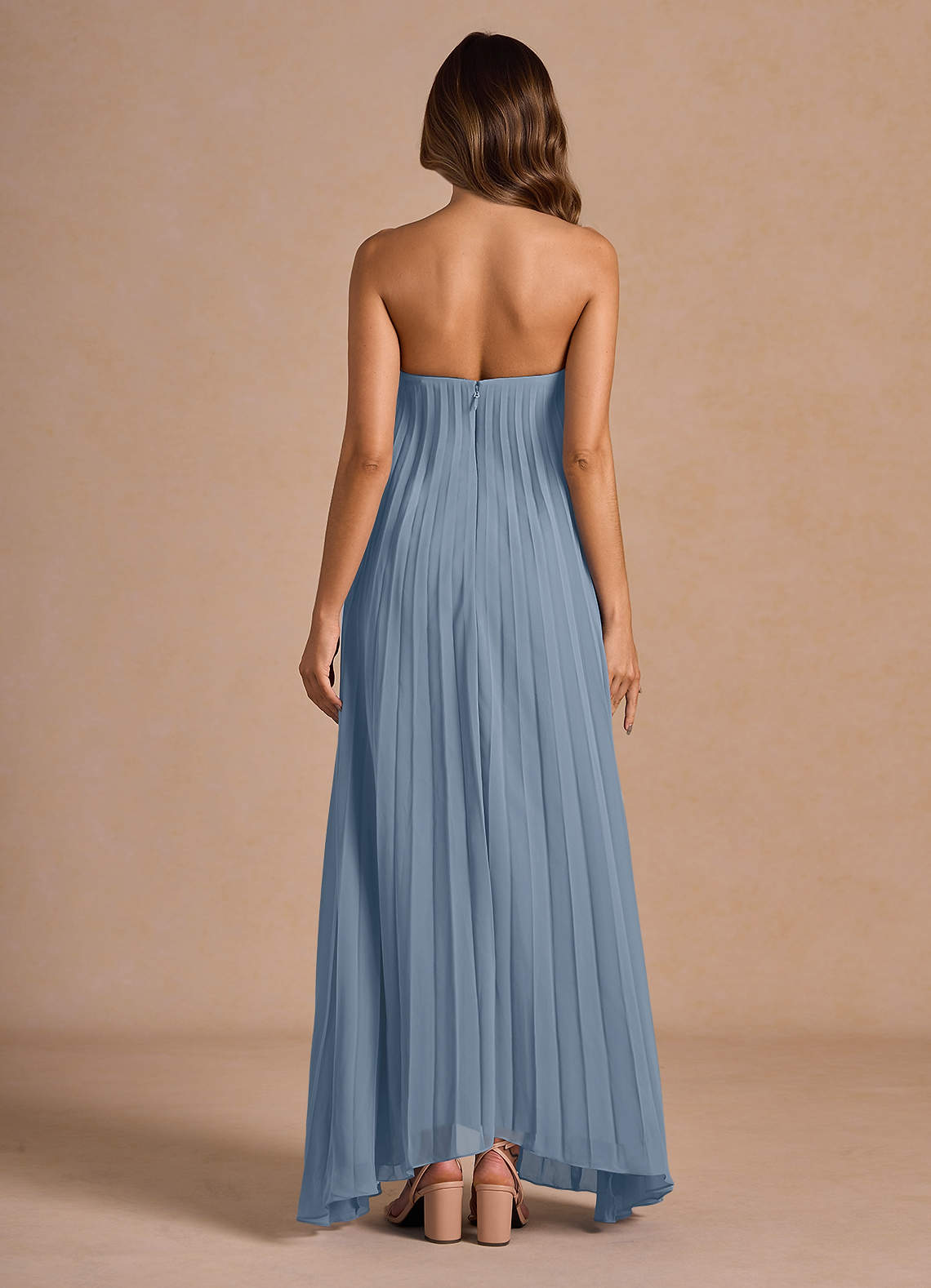 Nahla Powder Blue Allover Pleated Maxi Dress  Dress - WSBYTLP