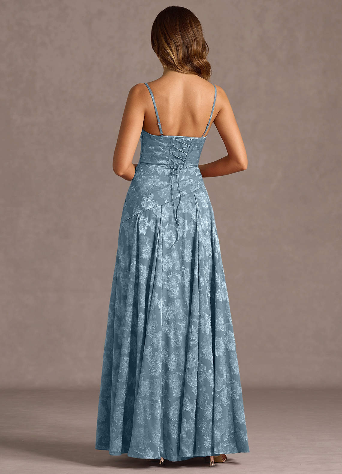 Gabriela Dusty Blue Maxi Dress  Dress - WSBYTLP