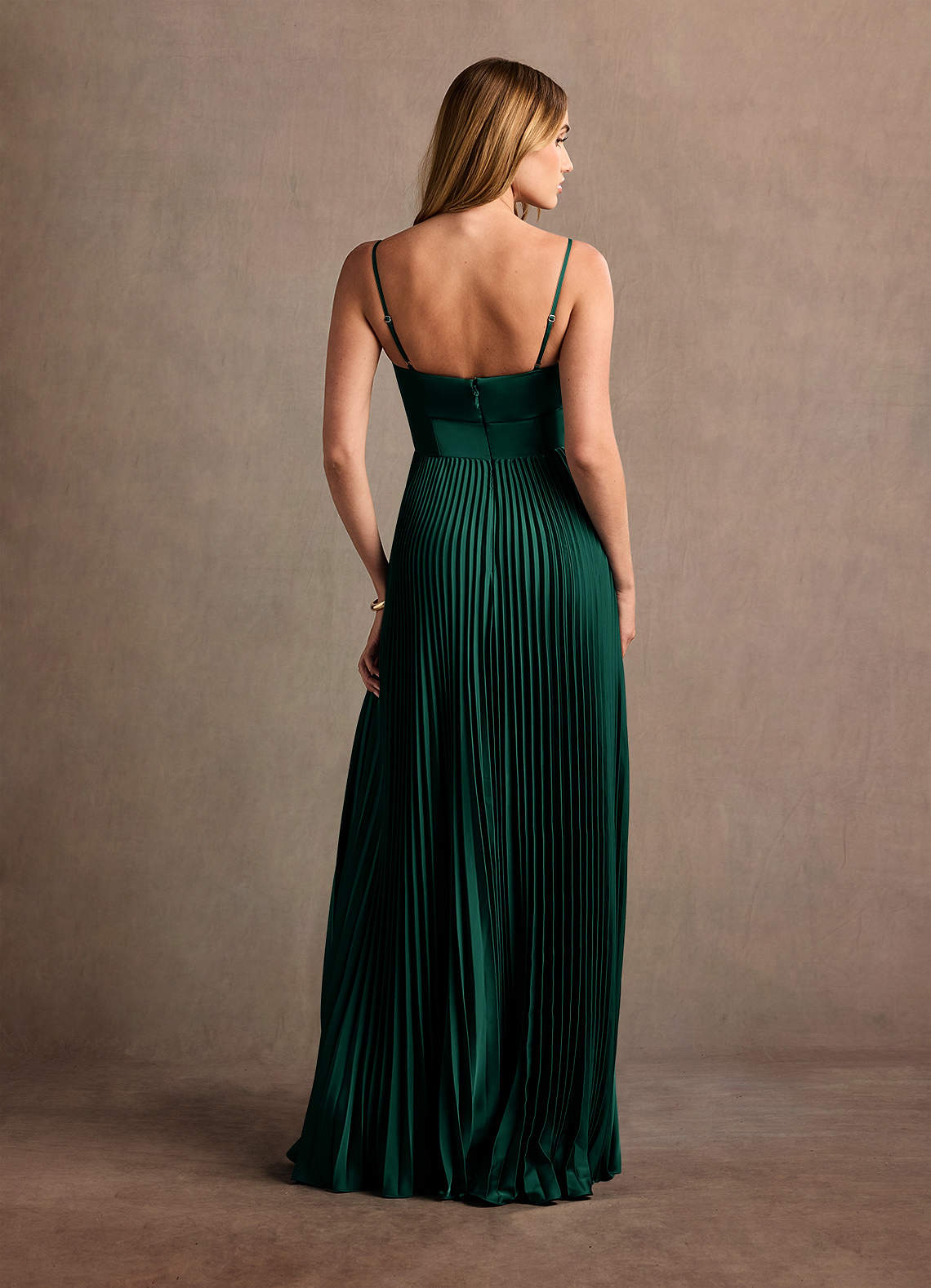 Styla Hunter Green Pleated Maxi Dress  Dress - WSBYTLP