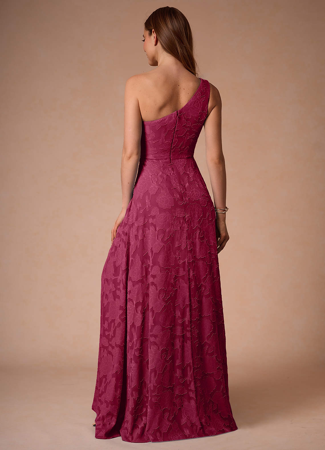 Hermosa Merlot One Shoulder Maxi Dress  Dress - WSBYTLP