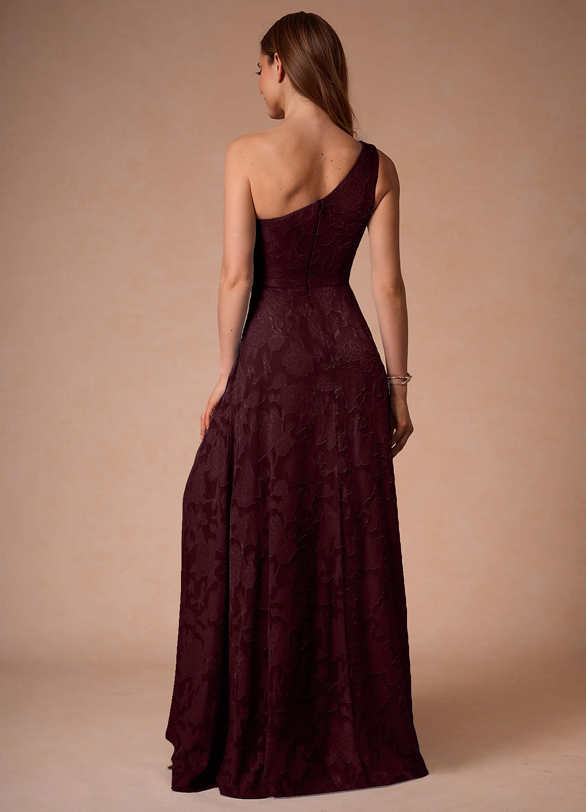 Hermosa Wine One Shoulder Maxi Dress  Dress - WSBYTLP