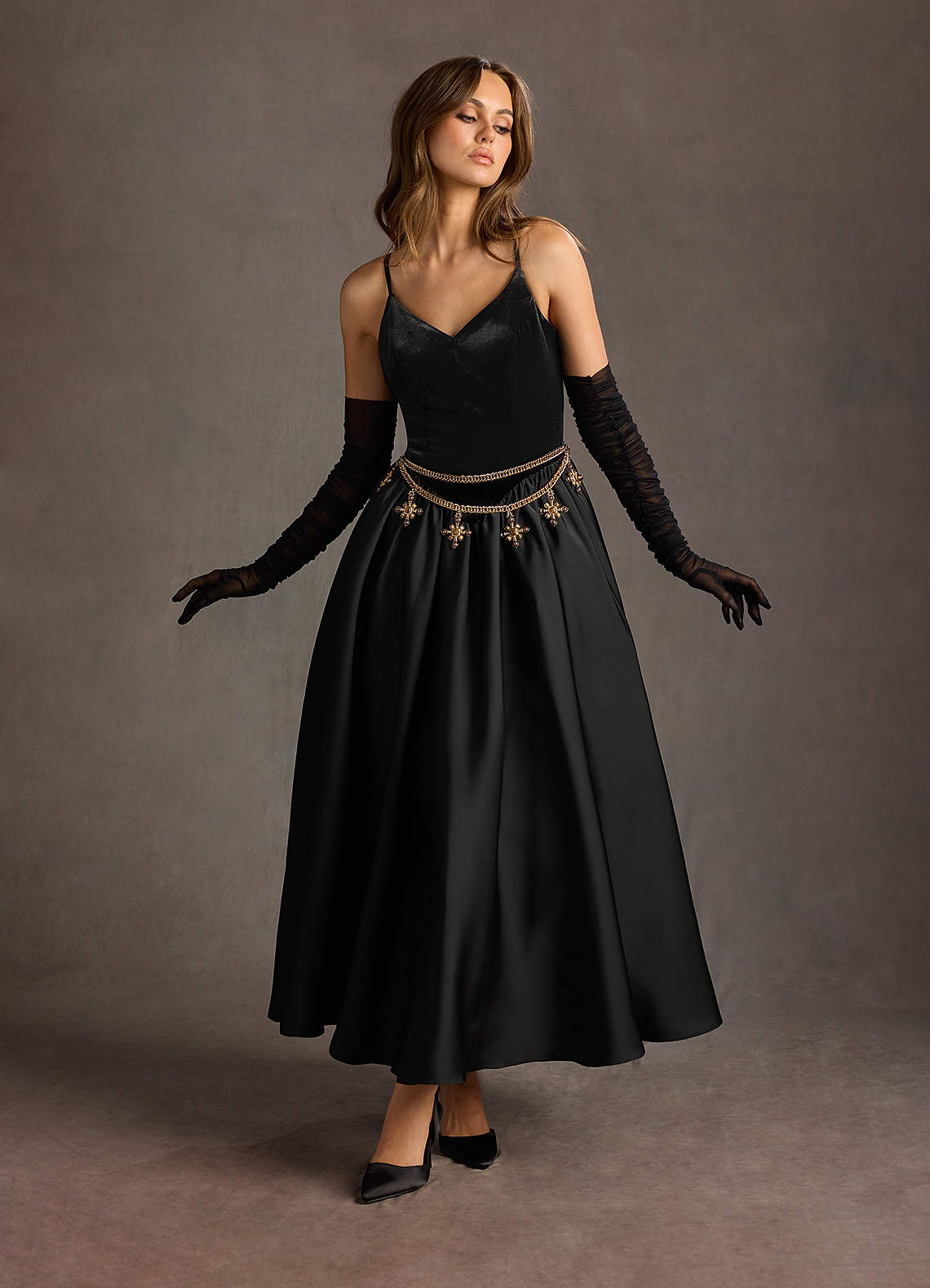 Pandora Black Dropped Waist Maxi Dress  Dress - WSBYTLP