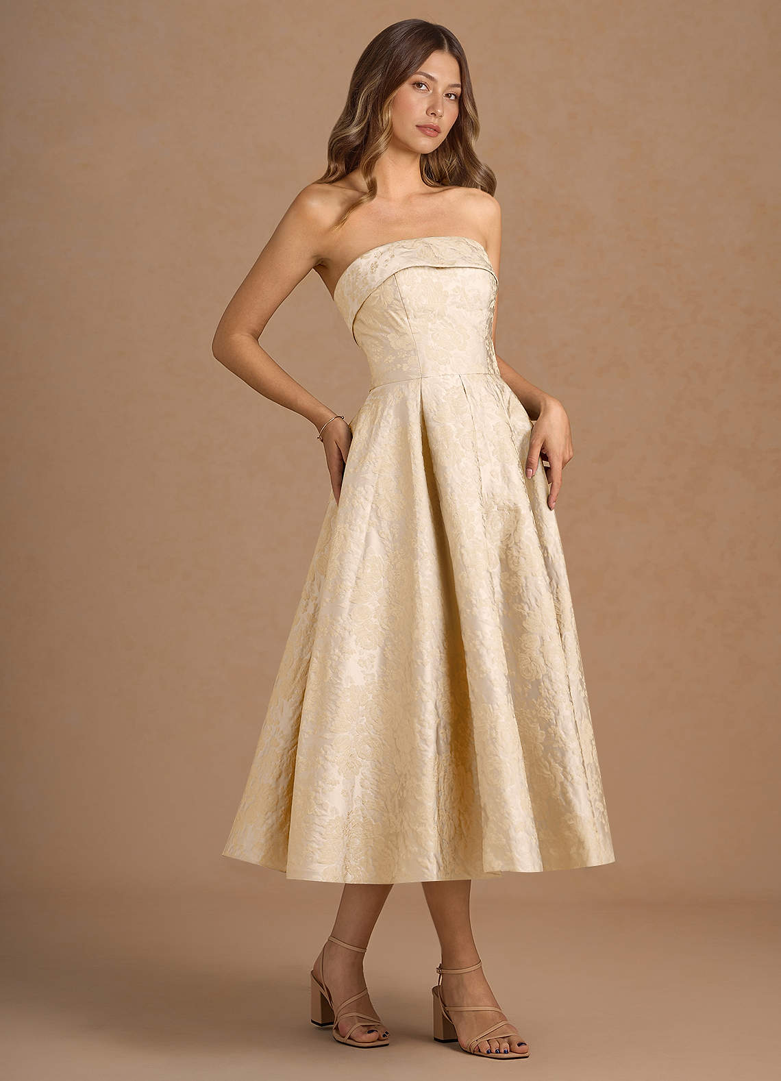 Cecilia Vintage Champagne Midi Dress  Dress - WSBYTLP