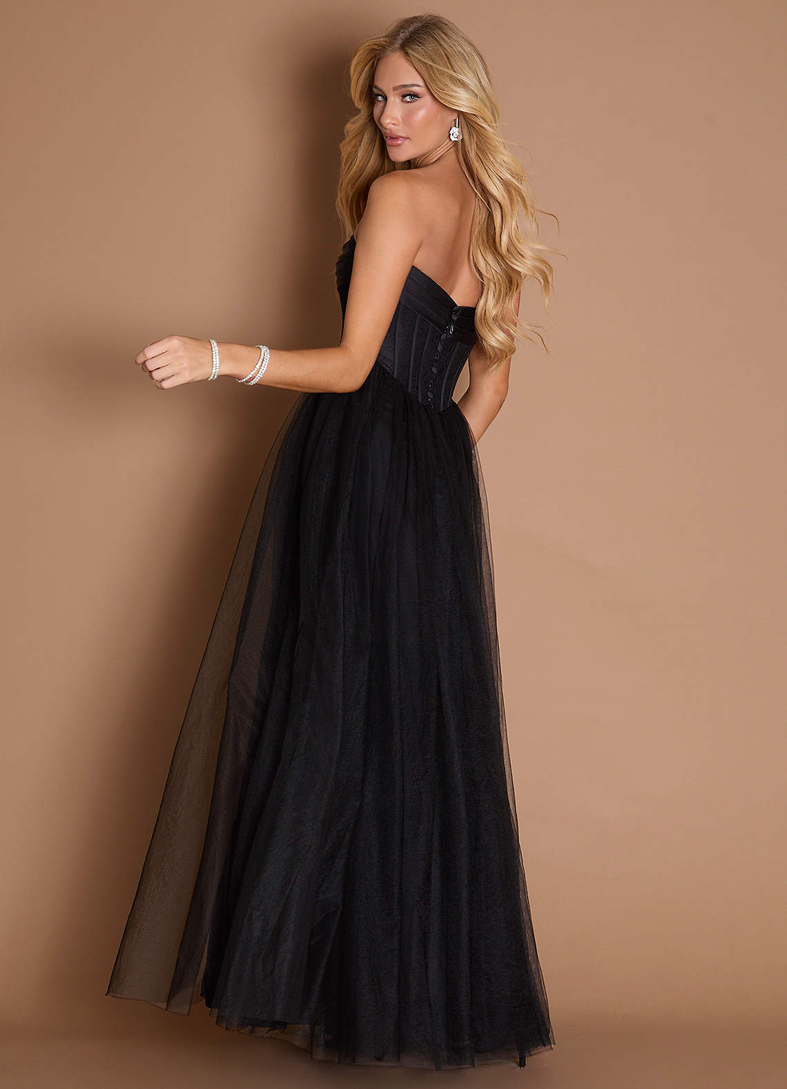 Kasie Black Corset Maxi Dress  Dress - WSBYTLP