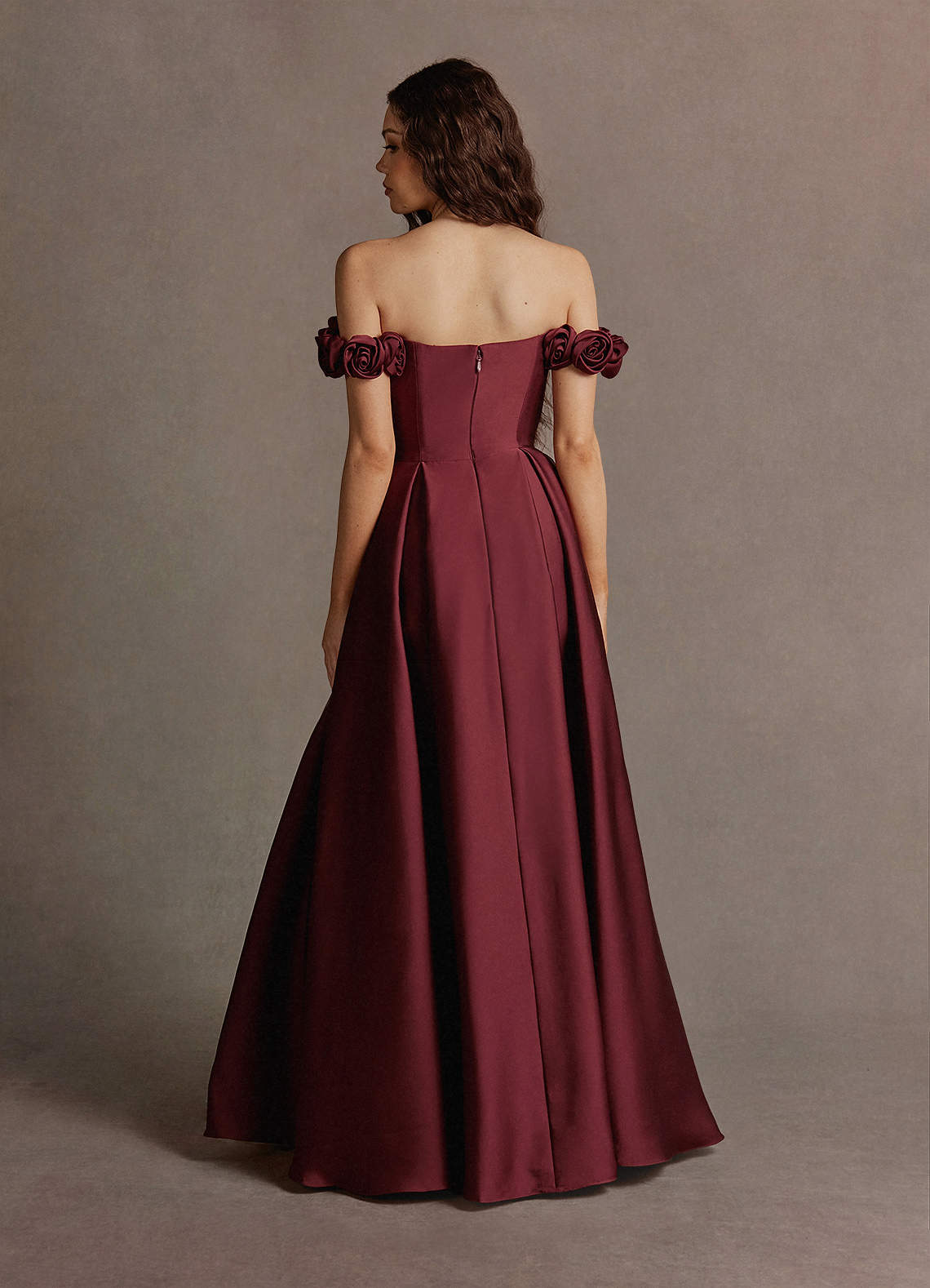 Jessie Wine Rose Straps Gown  Dress - WSBYTLP