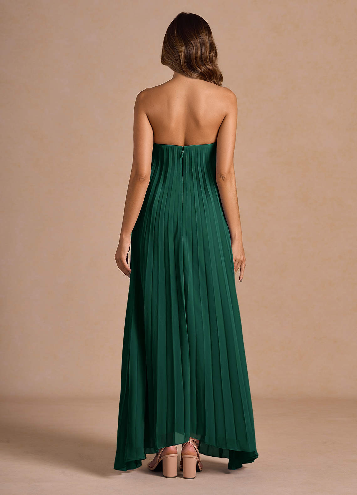 Nahla Emerald Allover Pleated Maxi Dress  Dress - WSBYTLP