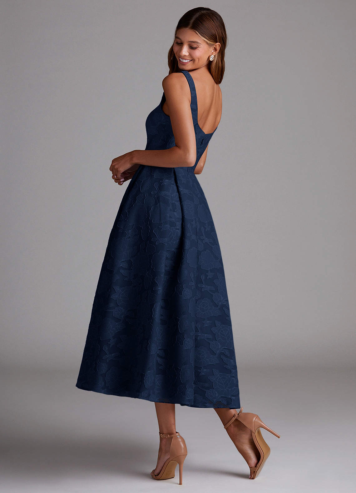 Amalie Navy A-Line Midi Dress  Dress - WSBYTLP