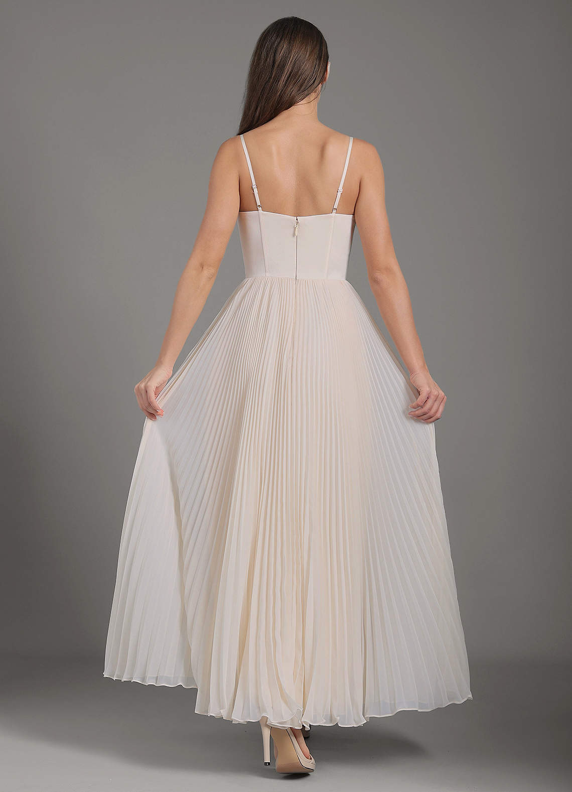 Anita Cream Pleated Maxi Dress  Dress - WSBYTLP