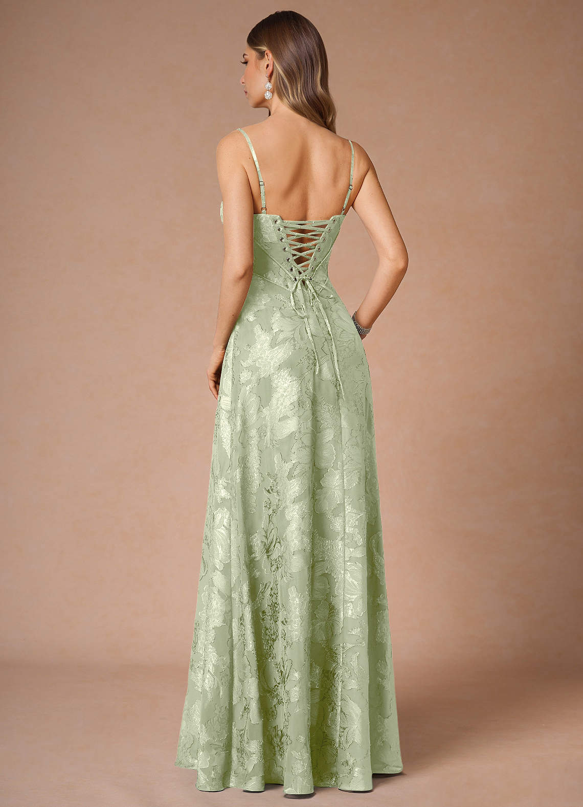 Hollis Light Green Lace Back Maxi Dress  Dress - WSBYTLP