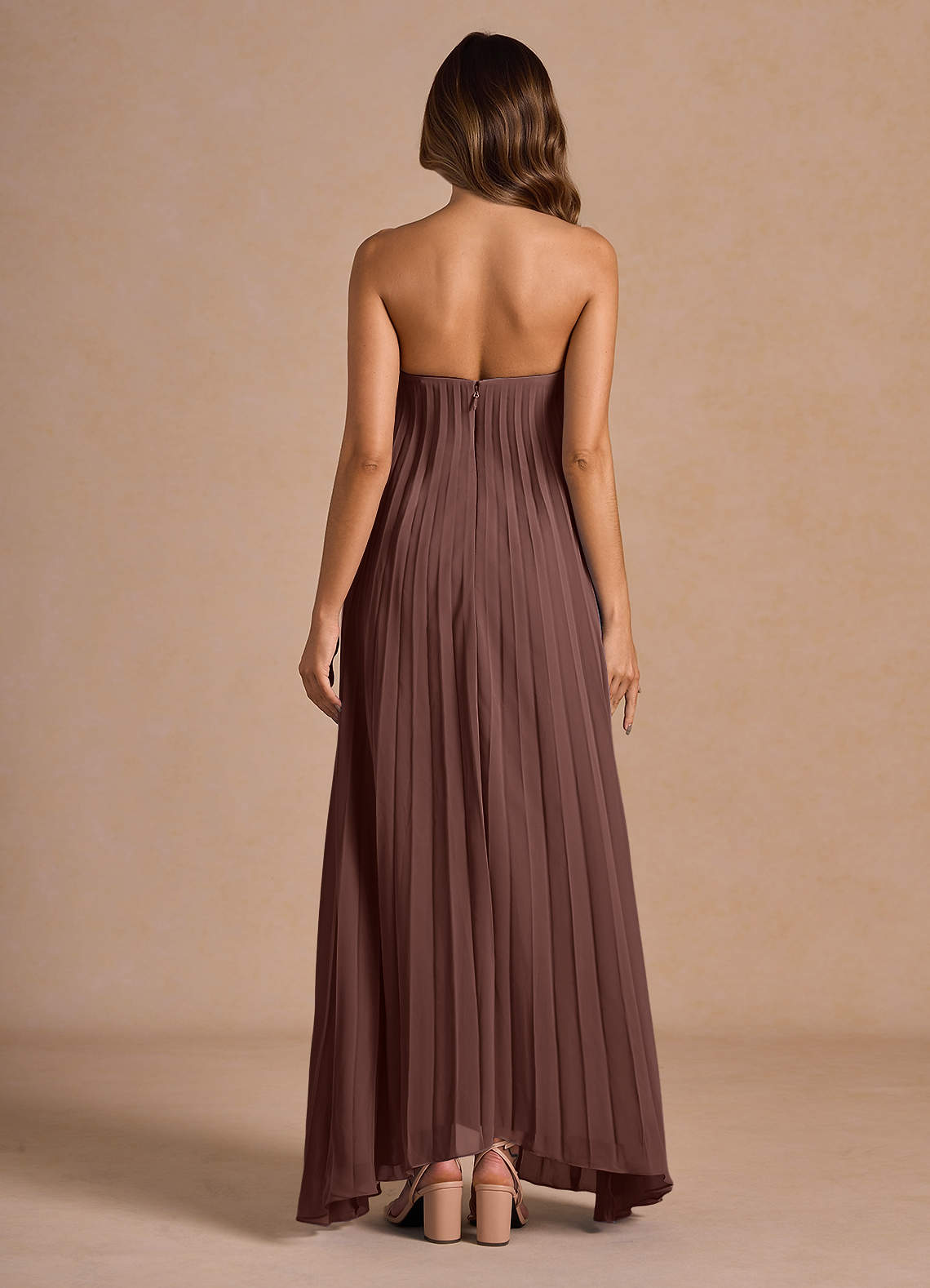 Nahla Mocha Coco Allover Pleated Maxi Dress  Dress - WSBYTLP