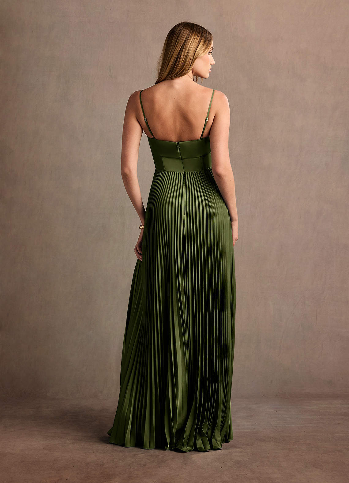 Styla Olive Pleated Maxi Dress  Dress - WSBYTLP