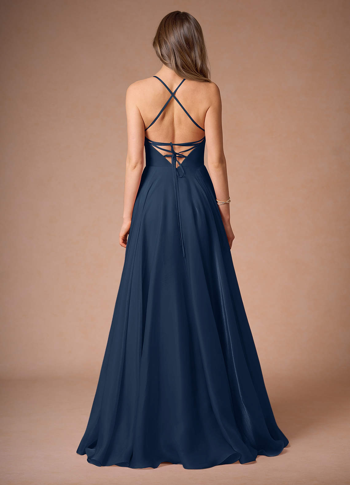Faustin Navy Open Back Gown  Dress - WSBYTLP