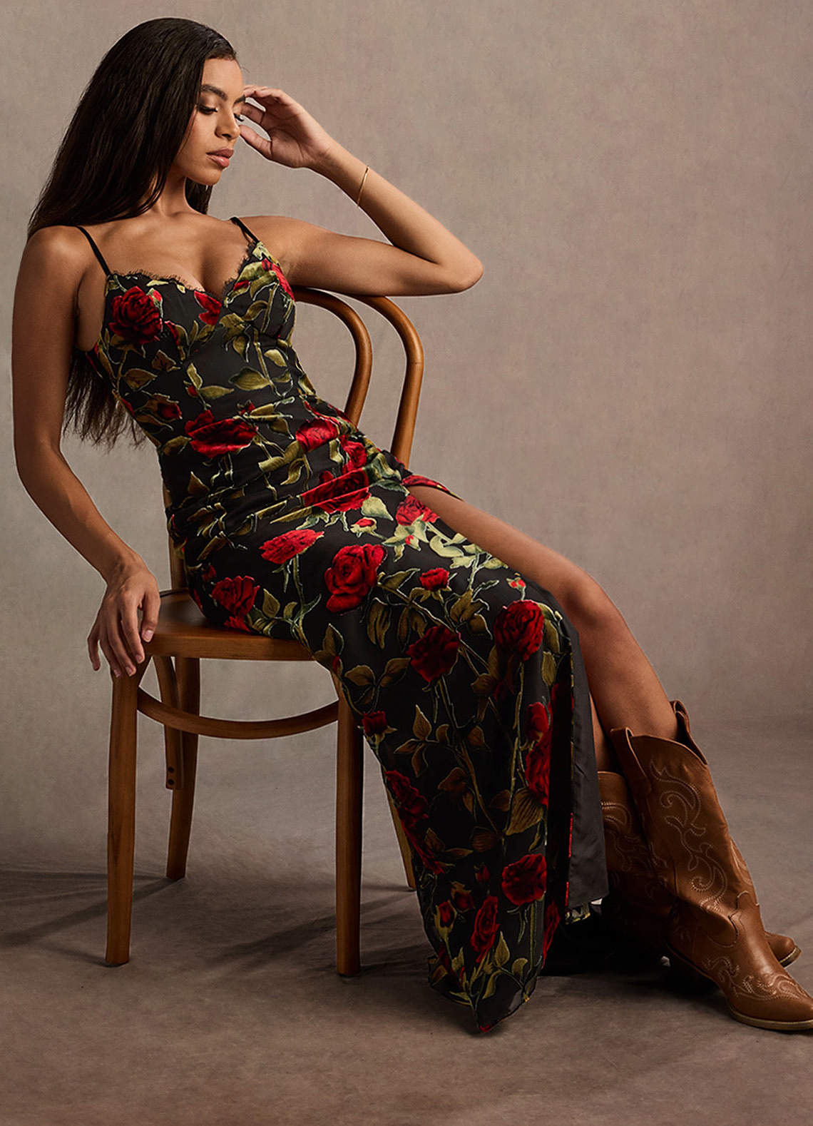 Bellen Black Multi Maxi Dress  Dress - WSBYTLP