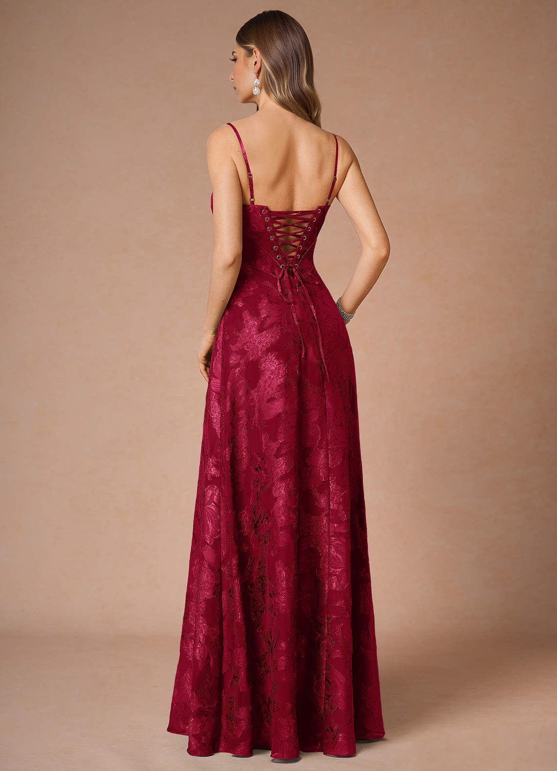 Hollis Ruby Red Lace Back Maxi Dress  Dress - WSBYTLP