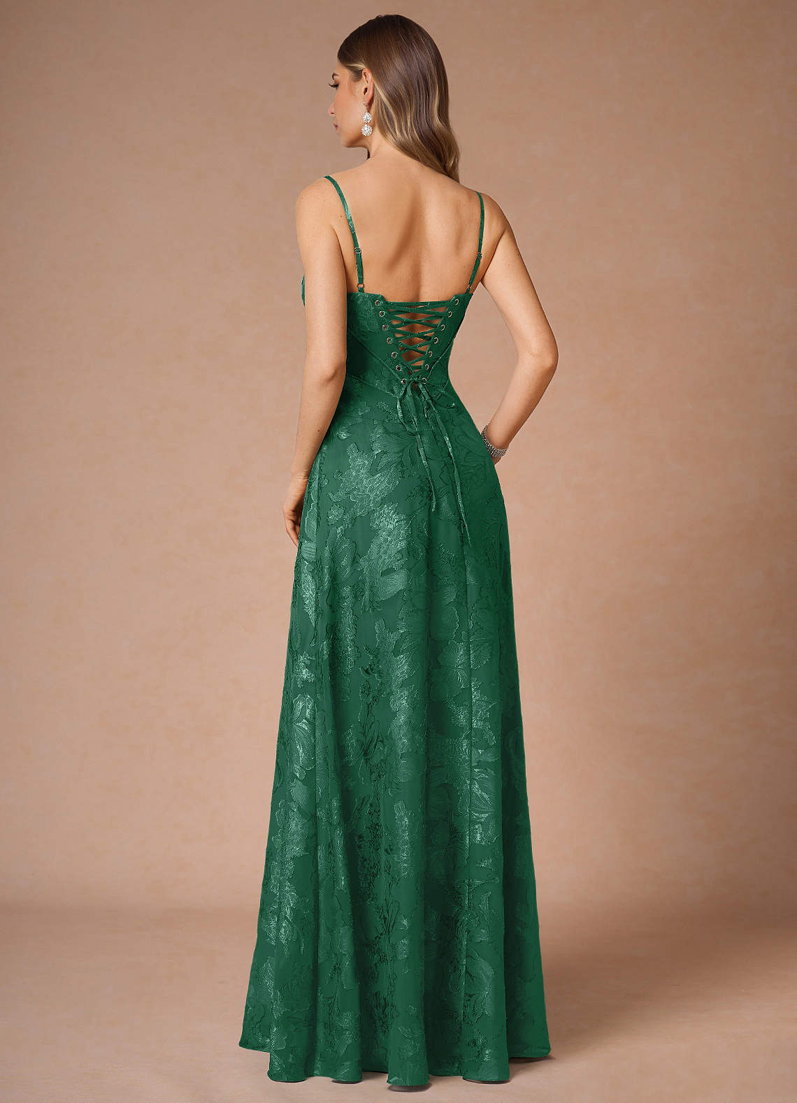 Hollis Dark Green Lace Back Maxi Dress  Dress - WSBYTLP