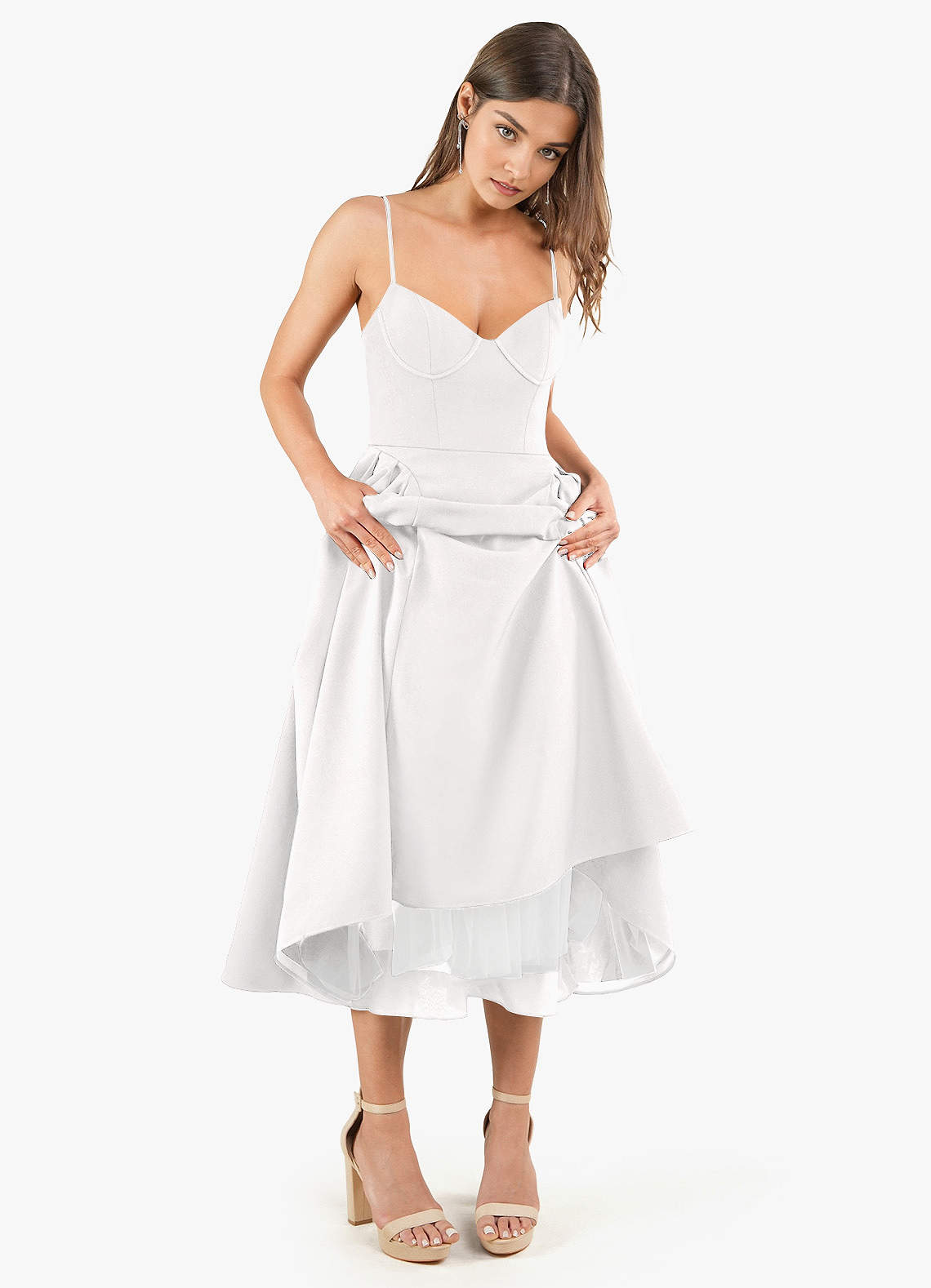 Doris White Strappy Midi Dress  Dress - WSBYTLP