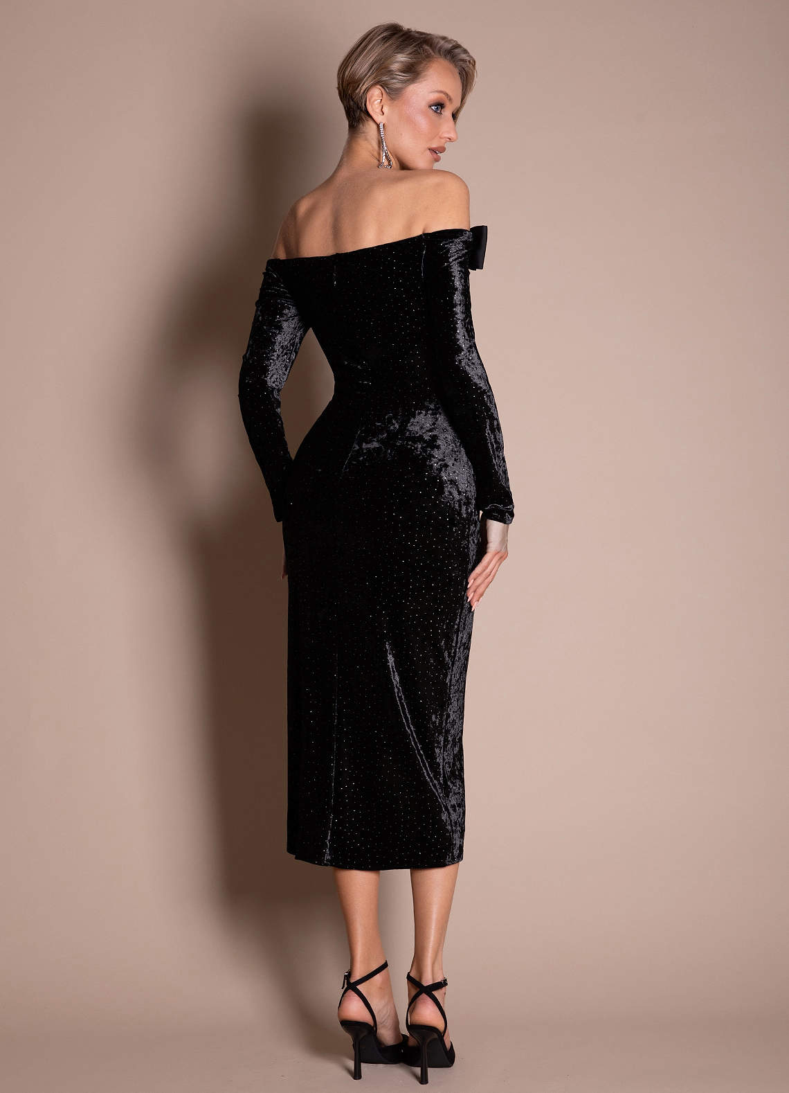 Melanie Midnight Black Midi Dress  Dress - WSBYTLP