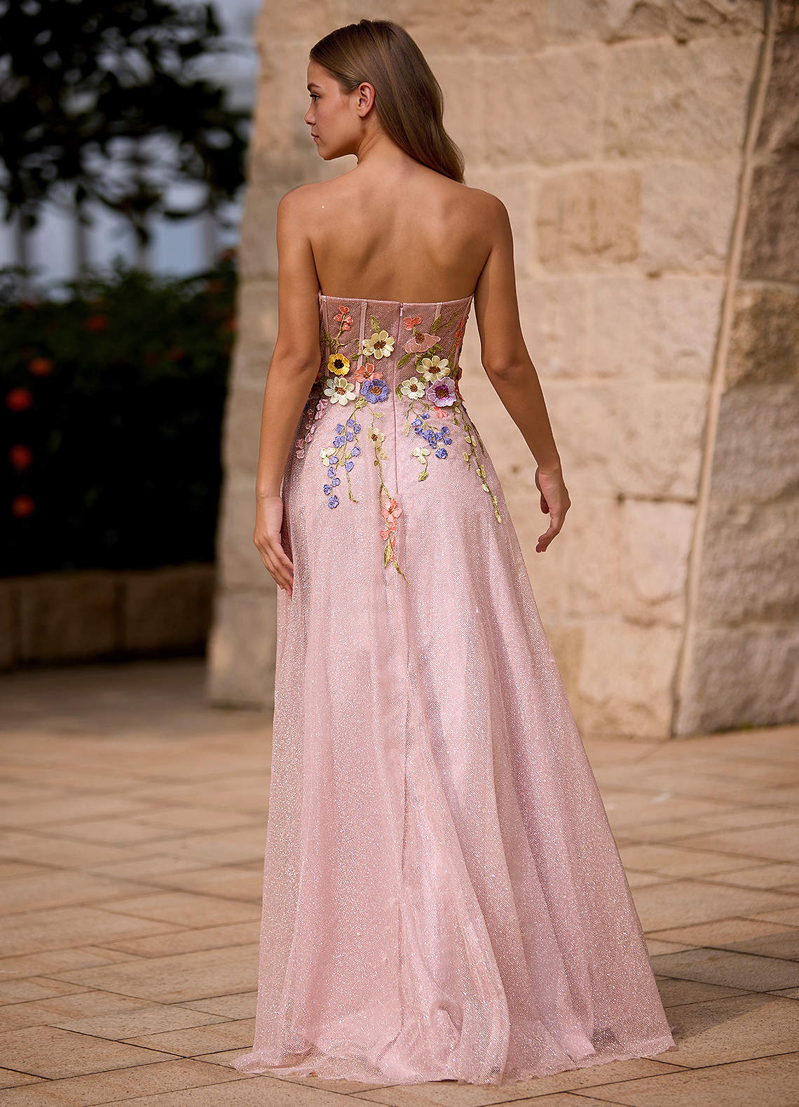 Broderie Dusty Pink Off-The-Shoulder Prom Dress  Dress - WSBYTLP