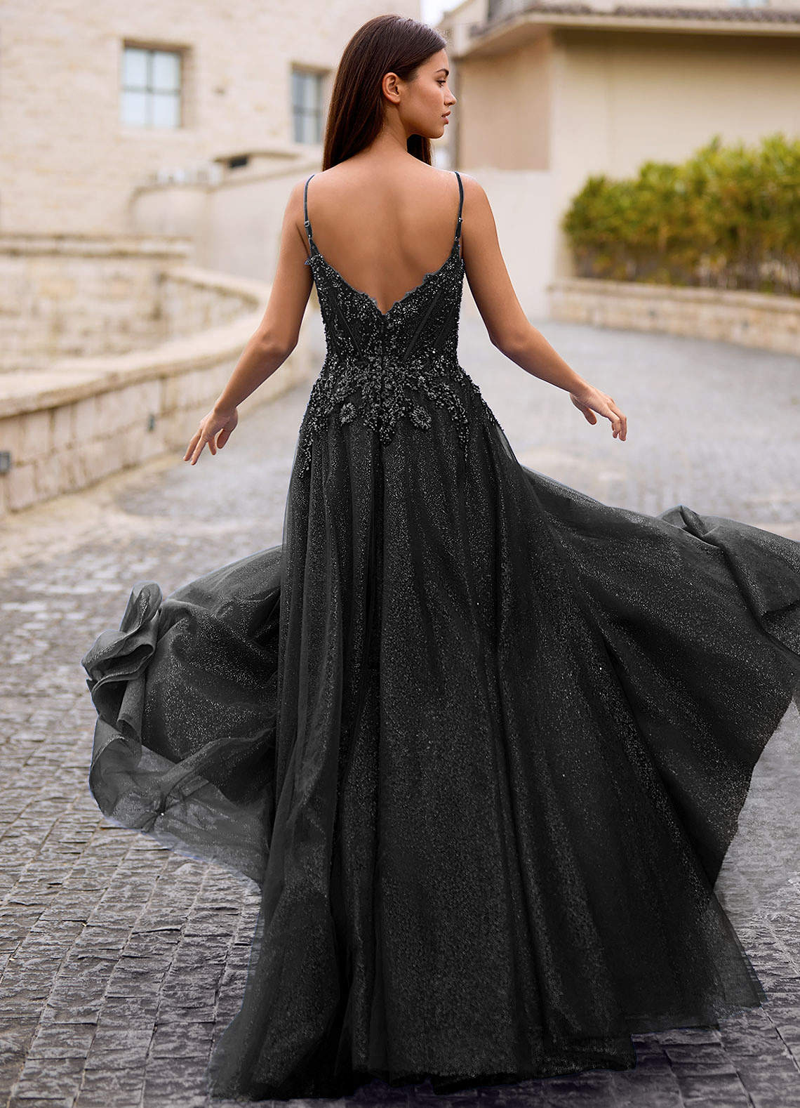 Veila Black Applique Tulle Prom Dress  Dress - WSBYTLP