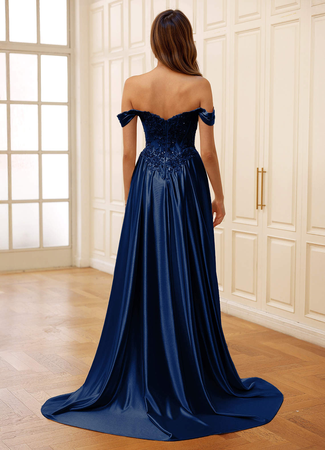 Rowane Neptune Corset Rhinestone Sheer Lace Prom Dress  Dress - WSBYTLP