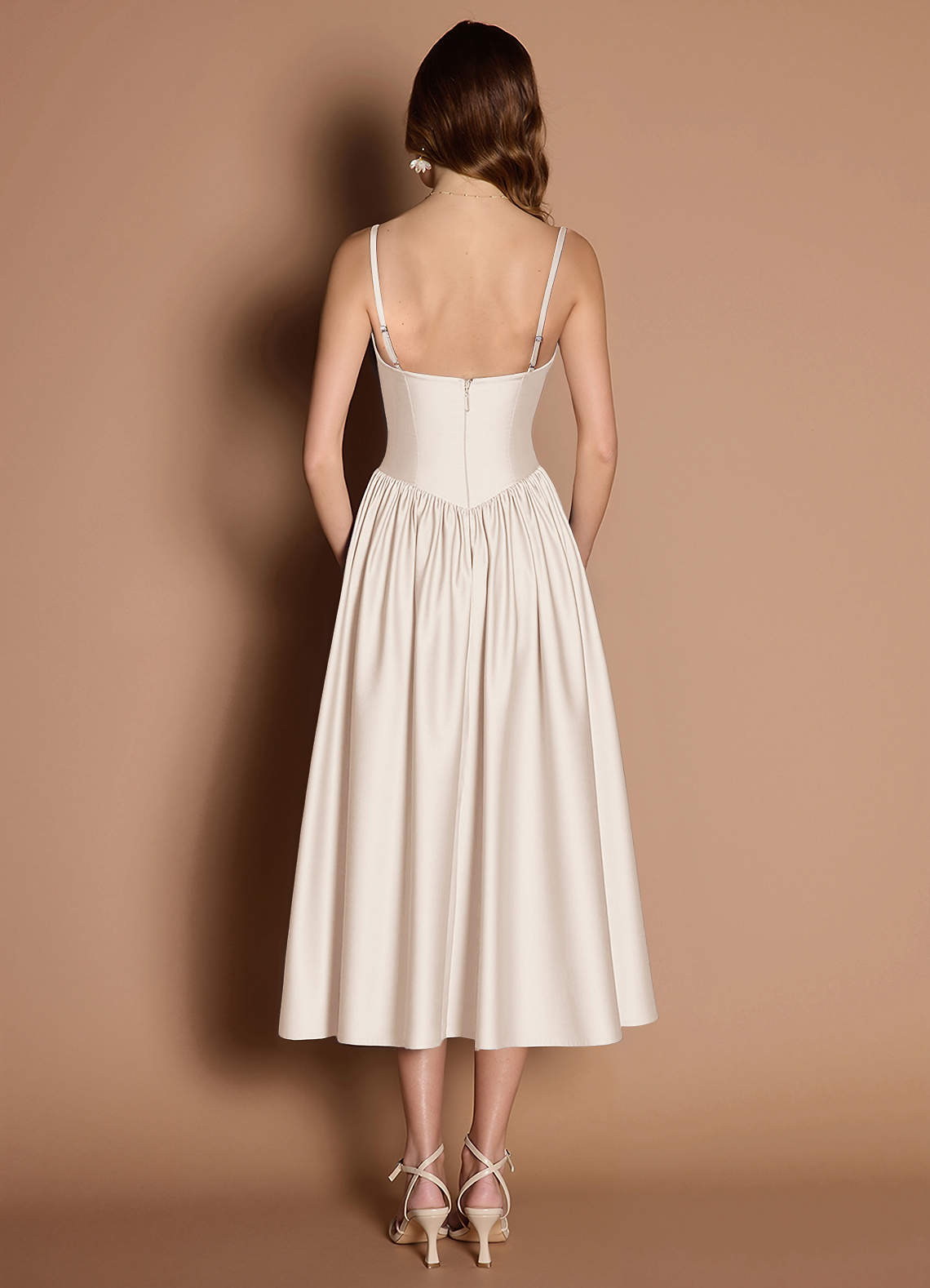 Ottilie Cream Pleated Midi Dress  Dress - WSBYTLP