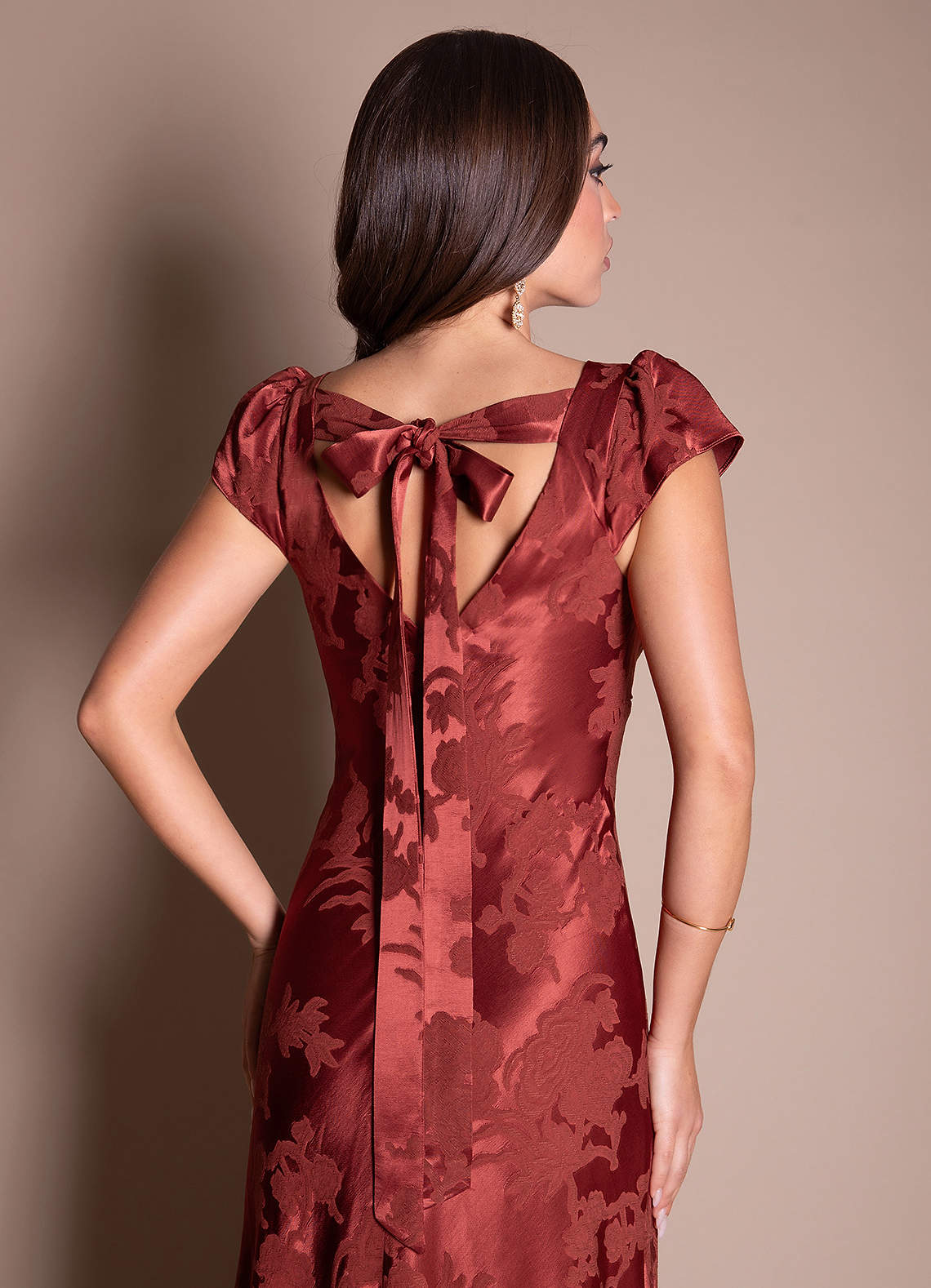 Lenice Mahogany Red Maxi Dress  Dress - WSBYTLP
