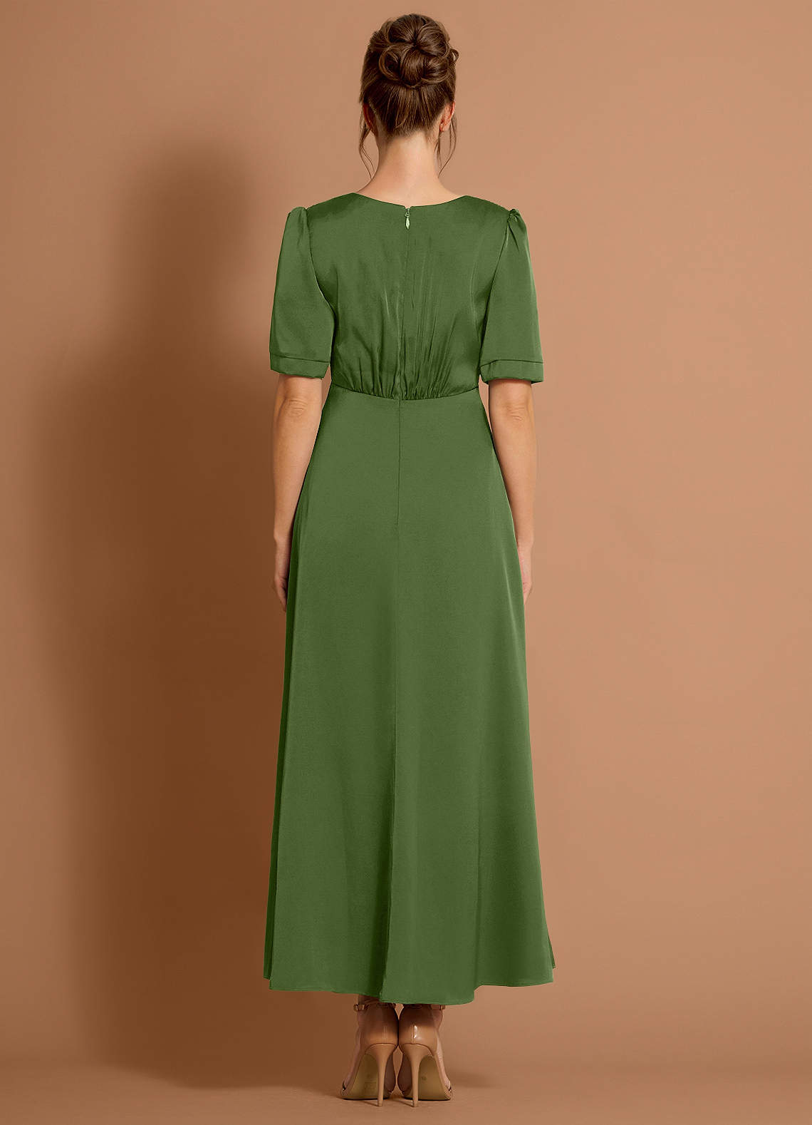 Enyra Olive Green Midi Dress  Dress - WSBYTLP