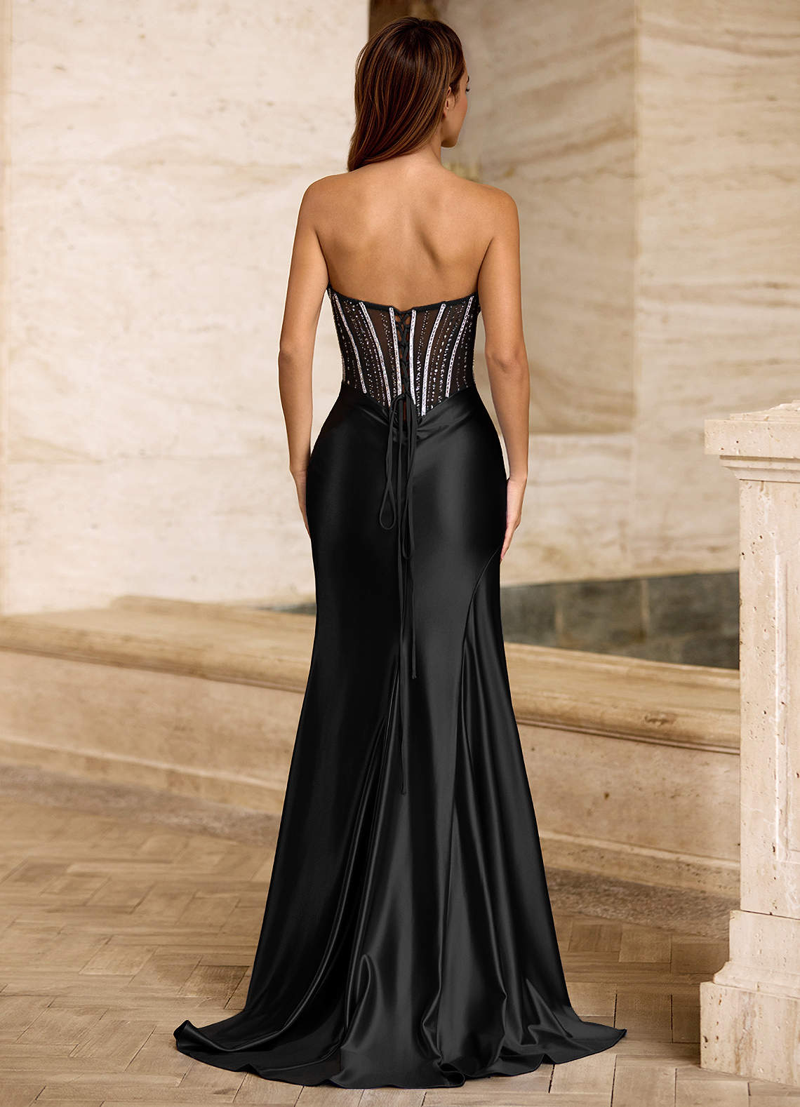 Skylar Black Rhinestone Corset Prom Dress  Dress - WSBYTLP