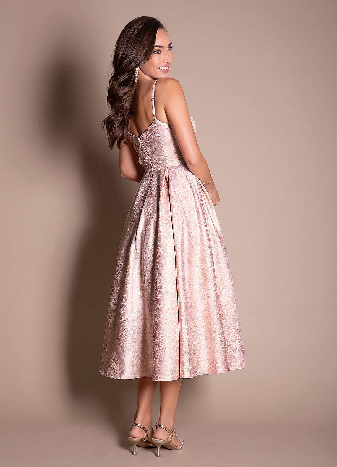 Vitoria Blush Gold Midi Dress  Dress - WSBYTLP