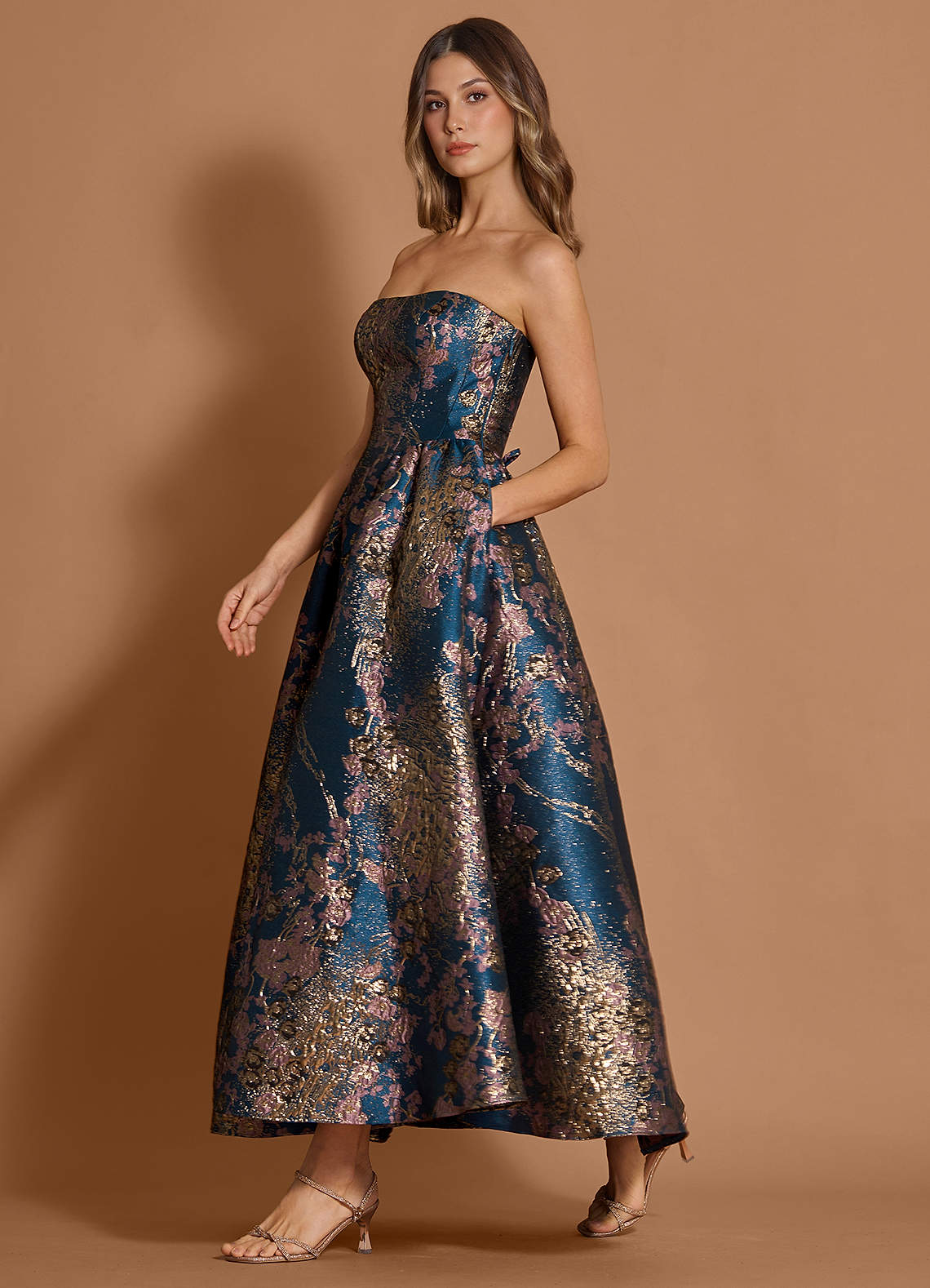 Kaia Teal Floral Midi Dress  Dress - WSBYTLP