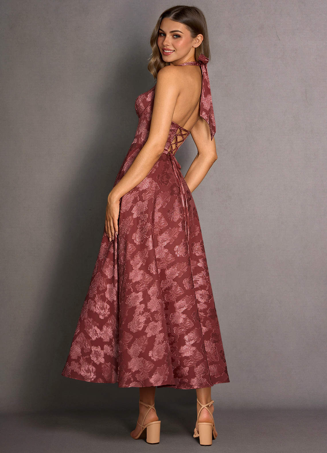 Isabeau Vintage Rose Midi Dress  Dress - WSBYTLP