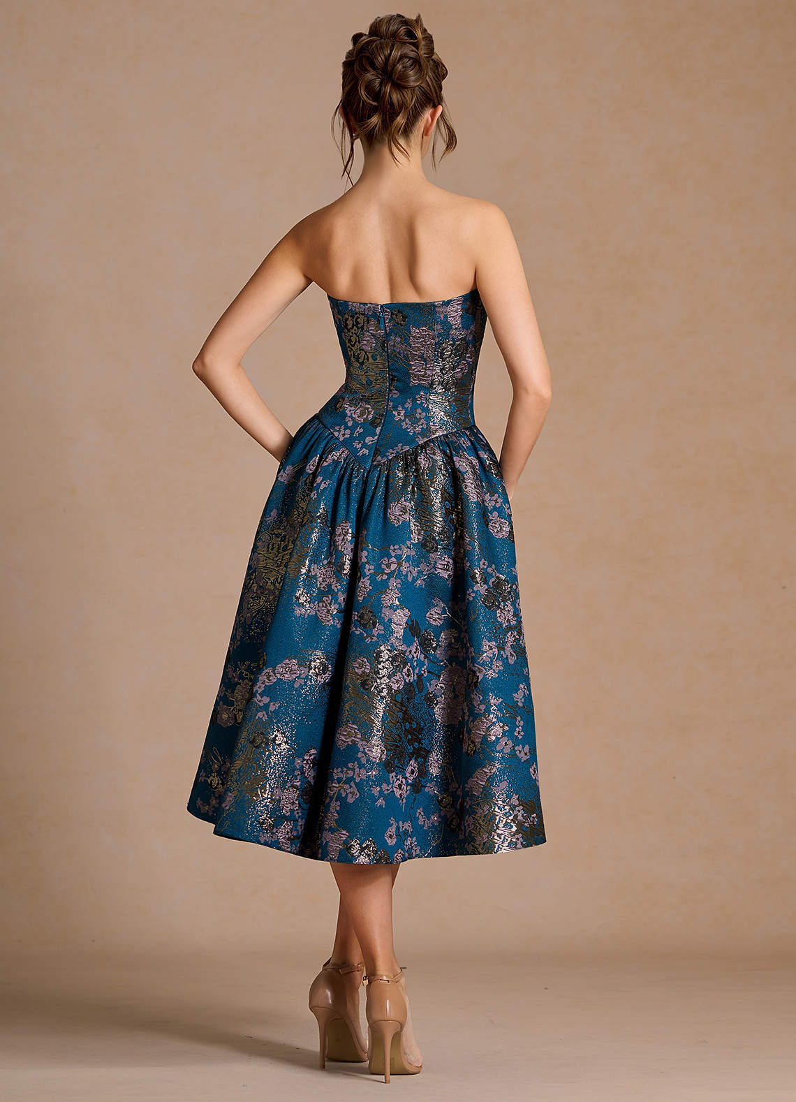 Sabrina Teal Floral Midi Dress  Dress - WSBYTLP