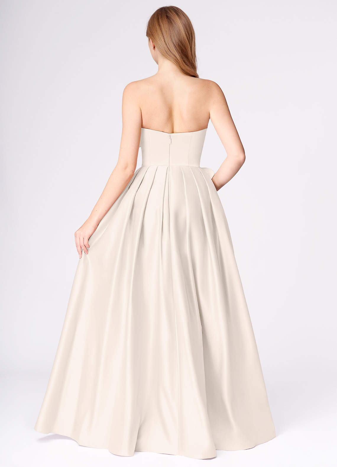 Miebow Cream Strapless Illusion V-Neck Gown  Dress - WSBYTLP