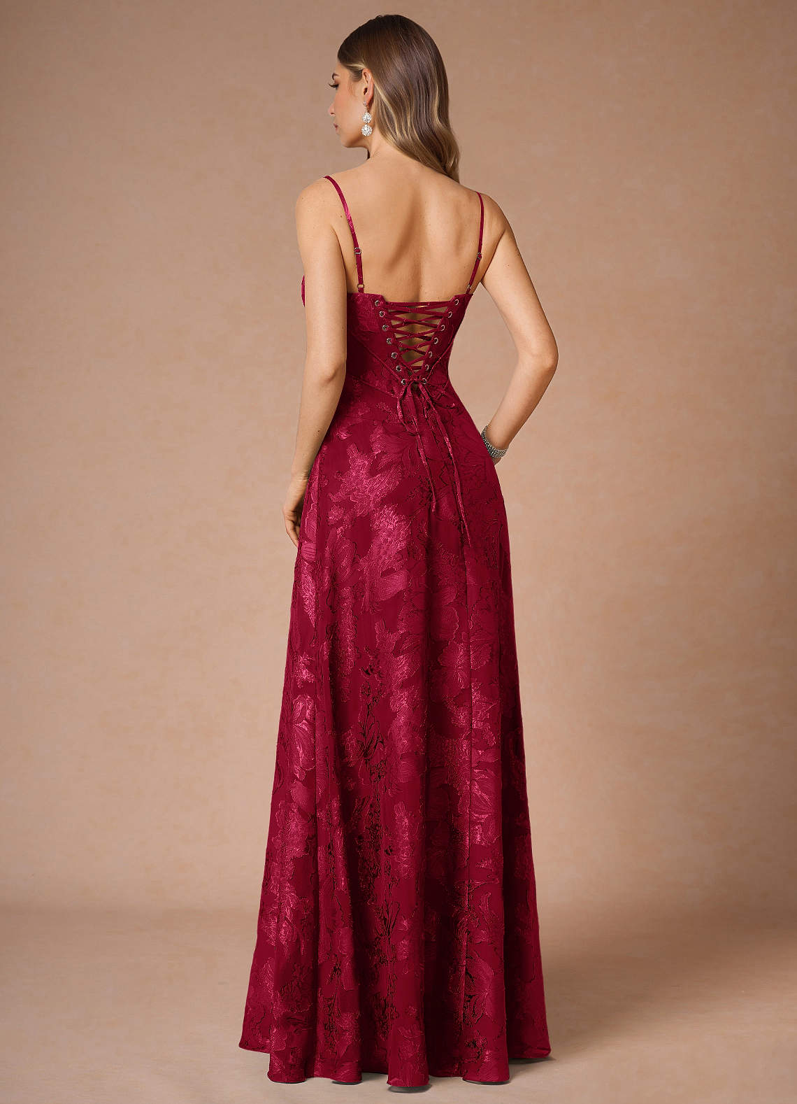 Hollis Ruby Red Lace Back Maxi Dress  Dress - WSBYTLP