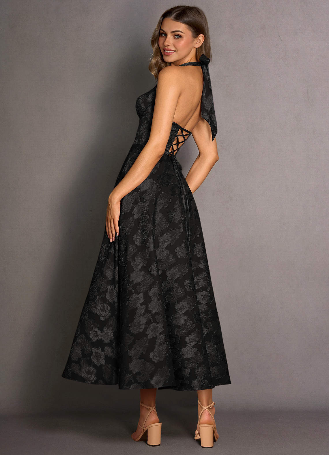 Isabeau Black Midi Dress  Dress - WSBYTLP