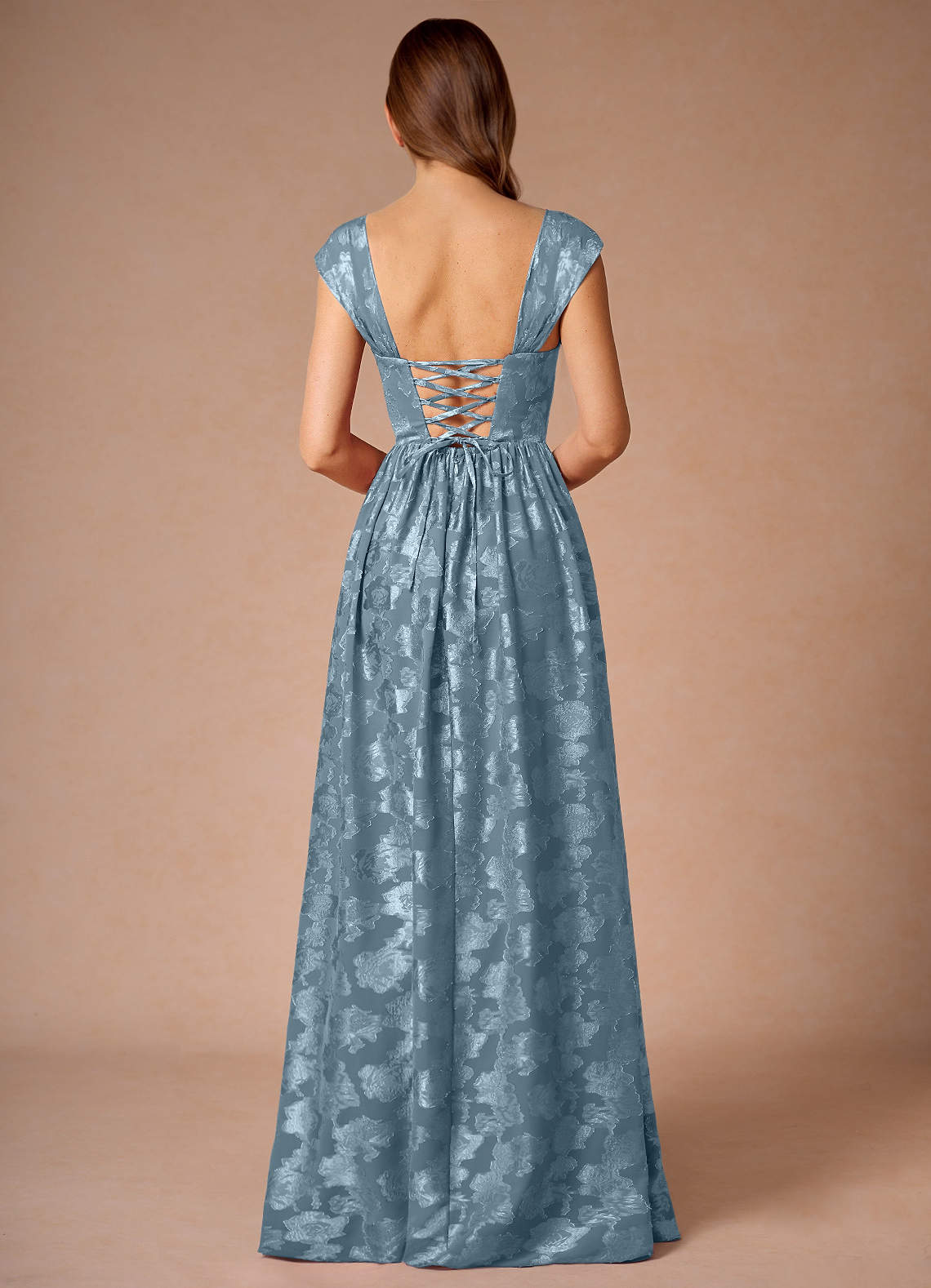 Hazel Dusty Blue Pleated Maxi Prom Dress  Dress - WSBYTLP