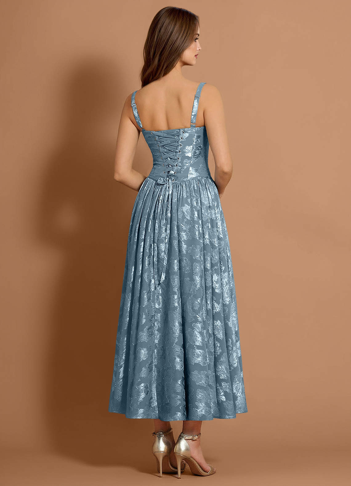 Evelora Dusty Blue Maxi Dress  Dress - WSBYTLP