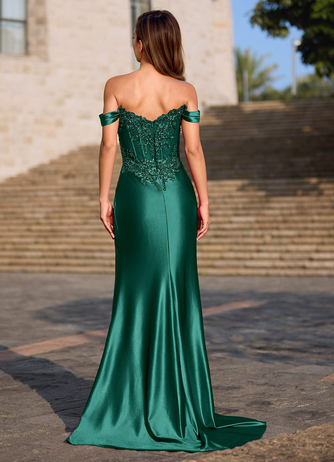 Opulence Green Floral Corset Prom Dress  Dress - WSBYTLP