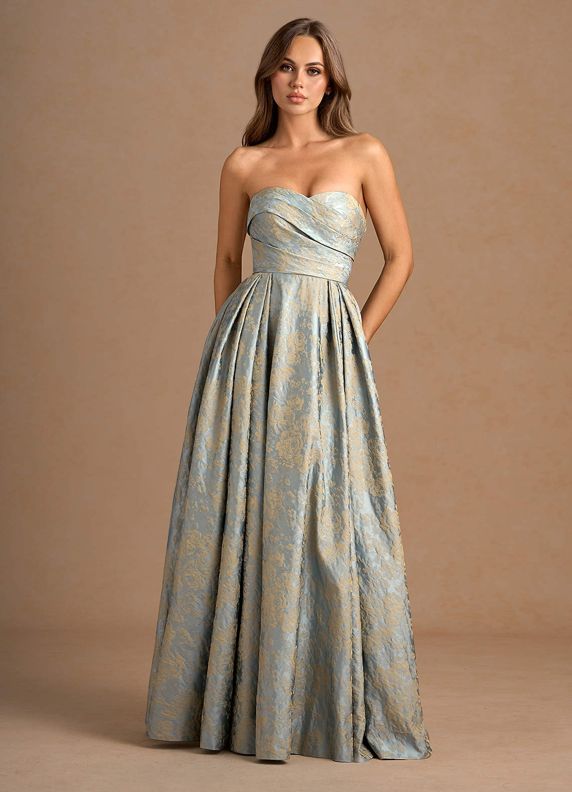 Maelis Vintage Blue Maxi Gown  Dress - WSBYTLP