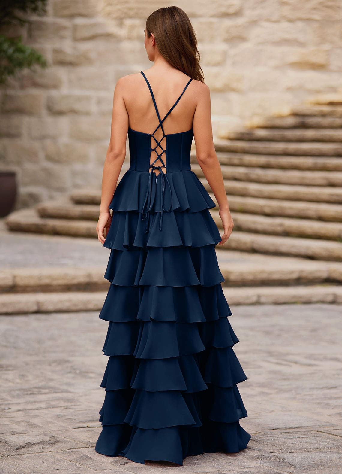 Rhythm Navy Ruffled A-Line Prom Dress  Dress - WSBYTLP