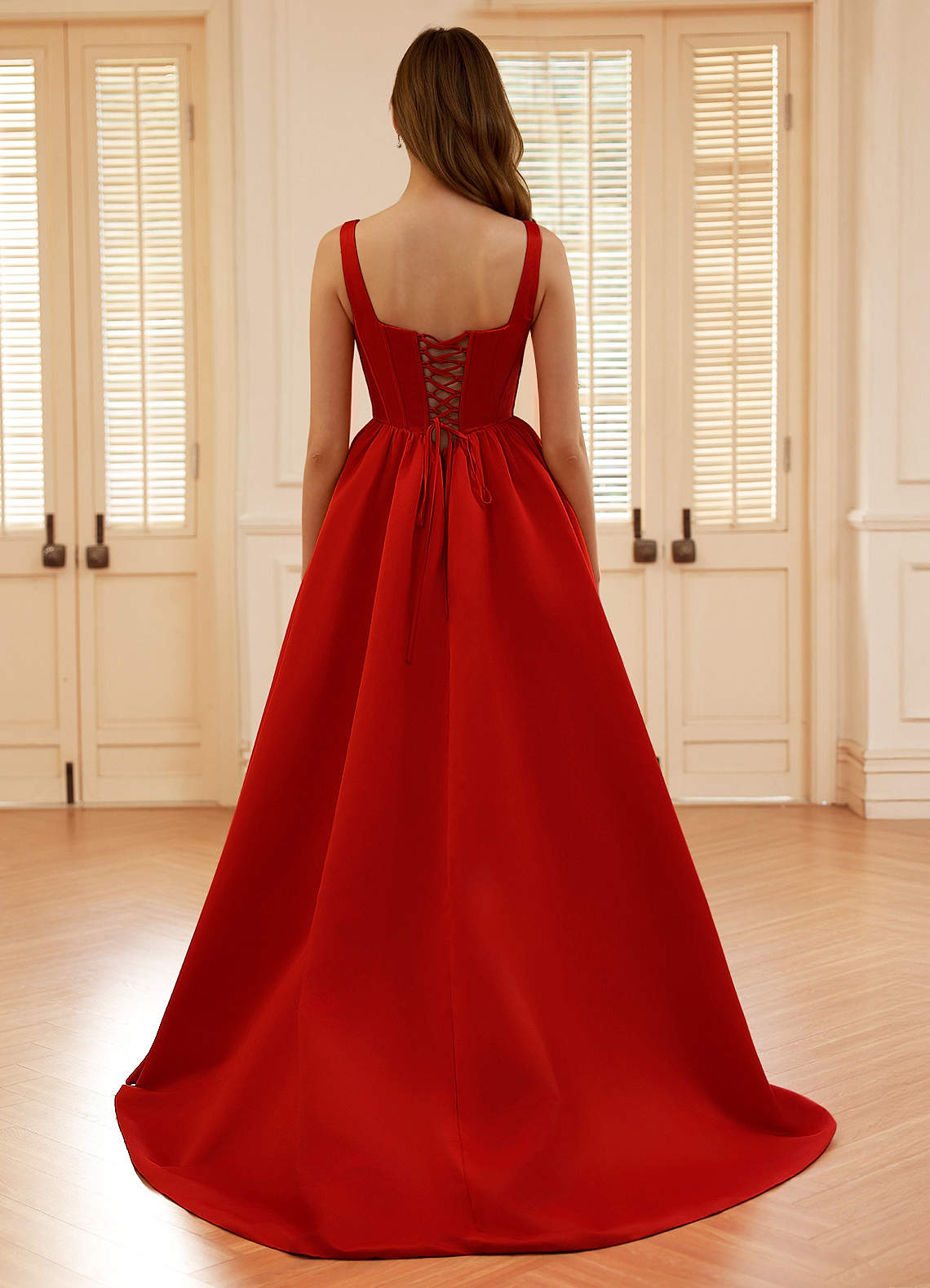 Blakellya Red A-Line Boned Corset Prom Dress  Dress - WSBYTLP